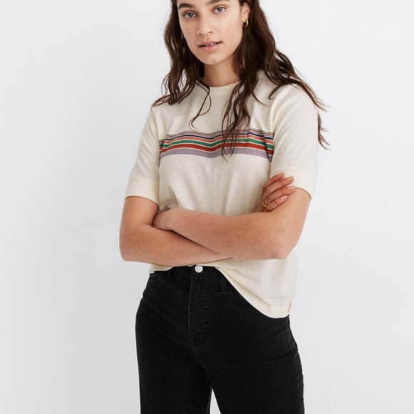 NWT madewell Recycled Cotton Stripe Relaxed Tee - Picture 2 of 8